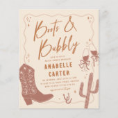 ブーツアンドバブリーブライダルシャワー予算招待状 (正面)
