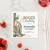 ブーツアンドバブリー女性のカーボーイウエスタンロデオ誕生日 スタンダードカクテルナプキン (インサイチュ)