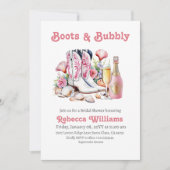 ブーツアンドバブリー沿岸女性のカーボーイブライダルシャワー 招待状 (正面)