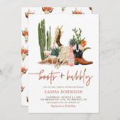 ブーツアンドバブリー素朴ウェスタンブライダルシャワー 招待状 (正面/裏面)