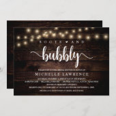 ブーツアンドバブリ、素朴ブライダルシャワーお祝い 招待状 (正面/裏面)