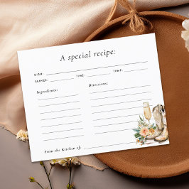 ブーツアンドバブルウェスタンブライダルシャワーレシピカード