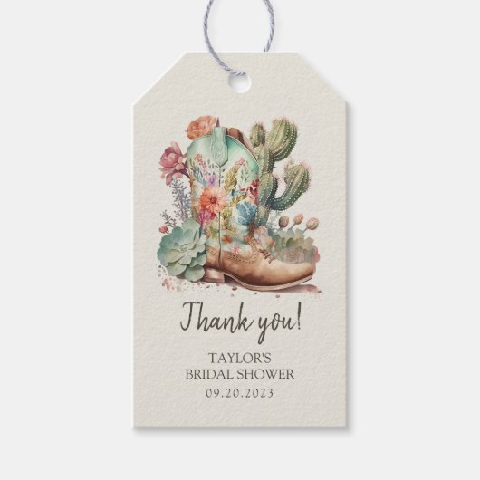 ブーツアンドバブルウェスタンブライダルシャワー ギフトタグ (正面)