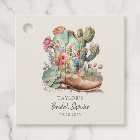 ブーツアンドバブルウェスタンブライダルシャワー フェイバータグ (正面)