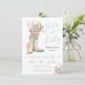 ブーツアンドバブルウェスタン女性のカーボーイブライダルシャワー 招待状 (スタンド正面)