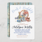 ブーツアンドバブルウェスタン女性のカーボーイブライダルシャワー 招待状 (正面/裏面)