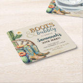 ブーツアンドバブルカントリー女性のカーボーイウェスタン誕生日 スクエアペーパーコースター (アングル)