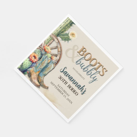 ブーツアンドバブルカントリー女性のカーボーイウェスタン誕生日 スタンダードランチョンナプキン (角)