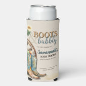 ブーツアンドバブルカントリー女性のカーボーイウェスタン誕生日 スリム缶クーラー (Seltzer正面)
