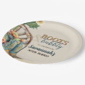 ブーツアンドバブルカントリー女性のカーボーイウェスタン誕生日 ペーパープレート (アングル)