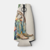 ブーツアンドバブルカントリー女性のカーボーイウェスタン誕生日 ボトルクーラー (裏面)