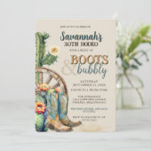 ブーツアンドバブルカントリー女性のカーボーイウェスタン誕生日 招待状 (スタンド正面)
