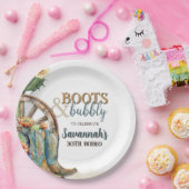 ブーツアンドバブルロデオ女性のカーボーイウェスタン誕生日 ペーパープレート (パーティー)