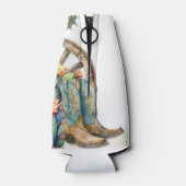 ブーツアンドバブルロデオ女性のカーボーイウェスタン誕生日 ボトルクーラー (裏面)