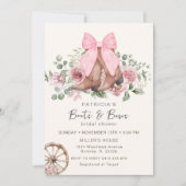 ブーツアンドボーズピンク女性のカーボーイブライダルシャワー 招待状 (正面)