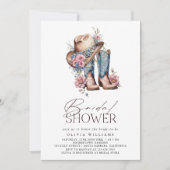 ブーツウェスタン女性のカーボーイフローラブライダルシャワー 招待状 (正面)