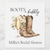 ブーツエレガントと泡立ちブライダルシャワー ワインラベル (シングルラベル)