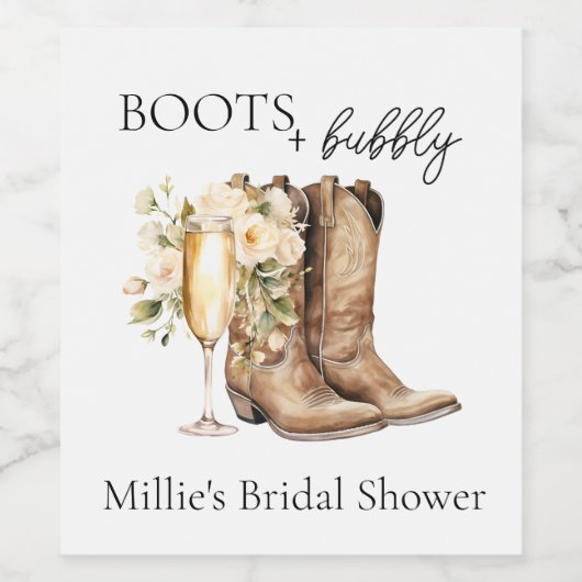 ブーツエレガントと泡立ちブライダルシャワー ワインラベル (シングルラベル)