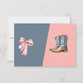 ブーツエレガントまたは弓ブルーピンク性別リビール サンキューカード (裏面)