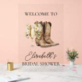 ブーツエレガント&バブリーブライダルシャワーウェルカムサイン アクリルサイン (ウェディング)