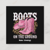 ブーツオンザグラウンドウェスタン女性のカーボーイリネダンス スクエア名刺 (正面)