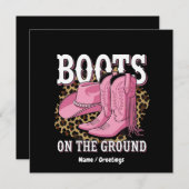 ブーツオンザグラウンドウェスタン女性のカーボーイリネダンス 招待状 (正面/裏面)