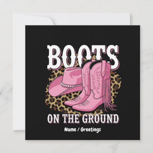 ブーツオンザグラウンドウェスタン女性のカーボーイリネダンス 招待状 (正面)