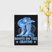 ブーツオンザグラウンドカントリーウエスタンカウボーイ女性のカーボーイ カード (黄色い花)