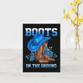 ブーツオンザグラウンドカントリーウエスタンカウボーイ女性のカーボーイ カード (黄色い花)