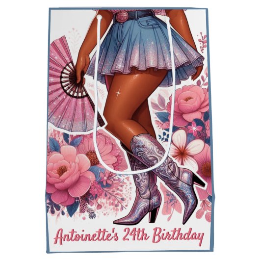 ブーツオンザグランドウェスタングラム女性のカーボーイ ミディアムペーパーバッグ (裏面)