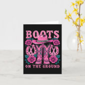 ブーツオンザグランドピンクウェスタン女性のカーボーイ胸Ca カード (黄色い花)