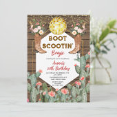 ブーツスクーティンブーギーディスコ女性のカーボーイ30th誕生日 招待状 (スタンド正面)