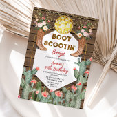 ブーツスクーティンブーギーディスコ女性のカーボーイ30th誕生日 招待状