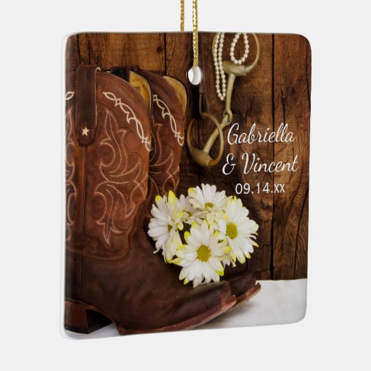 ブーツデイジーウマ結婚ビットの花嫁ありがとう セラミックオーナメント (右)
