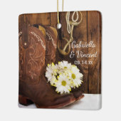 ブーツデイジーウマ結婚ビットの花嫁ありがとう セラミックオーナメント (左)