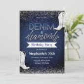 ブーツデニムダイアモンズブルージーンズシック30th誕生日 招待状 (スタンド正面)