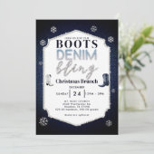 ブーツデニムフレきらきら光るームクリスマスチャーチブランチ 招待状 (スタンド正面)