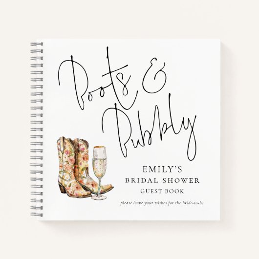 ブーツバエレガントブリーブライダルシャワーゲストブック ノートブック (正面)