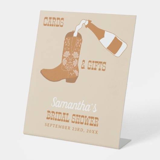 ブーツバブリー素朴ウエスタンカントリーブライダルシャワー 台座サイン (正面)