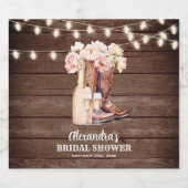 ブーツバブリー素朴女性のカーボーイブライダルシャワー スパークリングワインラベル (シングルラベル)