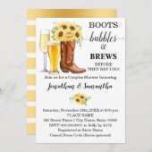 ブーツバブルとブリュースウェディングシャワーひまわり 招待状 (正面/裏面)