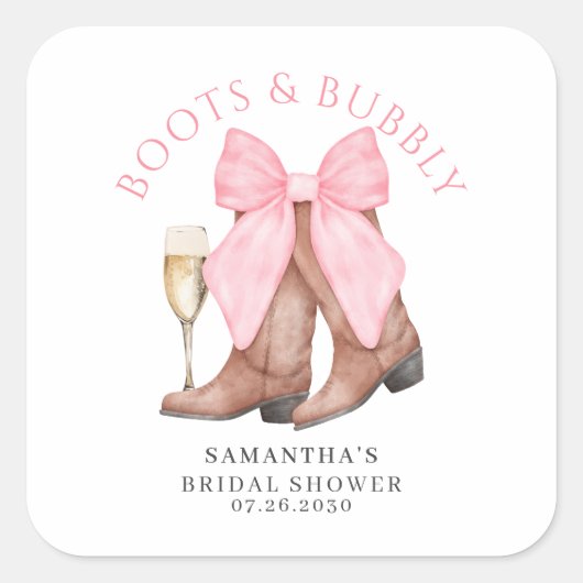 ブーツバブルウェスタンカントリーブライダルシャワー スクエアシール (正面)