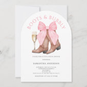 ブーツバブルウェスタン水カラーブライダルシャワー 招待状 (正面)