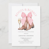 ブーツバブルウェスタン水カラーブライダルシャワー 招待状 (正面)