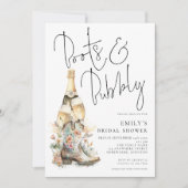 ブーツバモダンブリー女性のカーボーイブライダルシャワー 招待状 (正面)