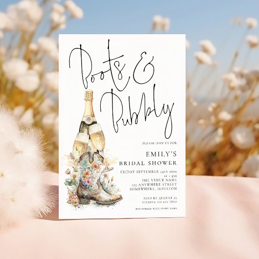 ブーツバモダンブリー女性のカーボーイブライダルシャワー 招待状