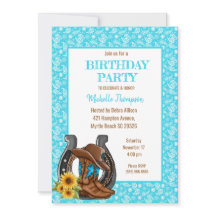 ブーツバンダナサンフラワー誕生日招待状