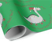 ブーツパーソナライズされたを履いたかわいいクリスマス恐竜 ラッピングペーパー (ロールコーナー)