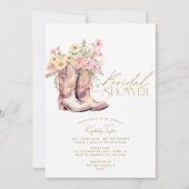 ブーツフローラフラワーズフローラ女性のカーボーイブライダルシャワー 招待状 (正面)