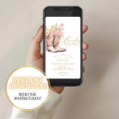 ブーツフローラフラワーズフローラ女性のカーボーイブライダルシャワー 招待状